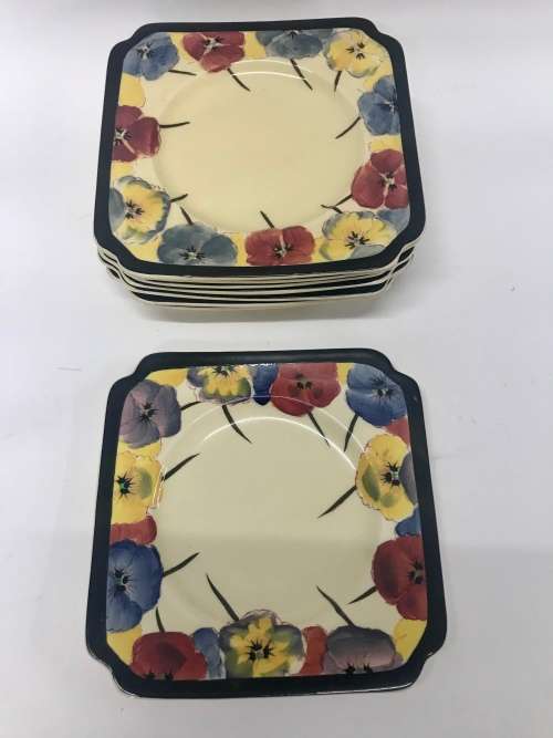 Royal Doulton Pansy Pattern Side Plates Set 8