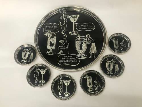 Mid Century Cocktail Tray and Coasters