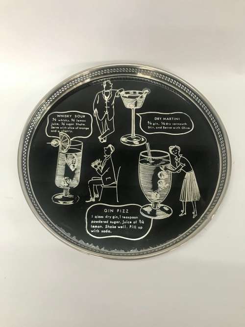 Mid Century Cocktail Tray and Coasters