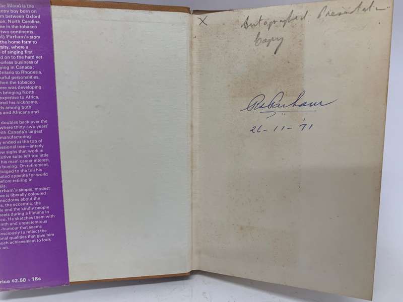 Tobacco in the Blood An autobiography by R.A.Parham