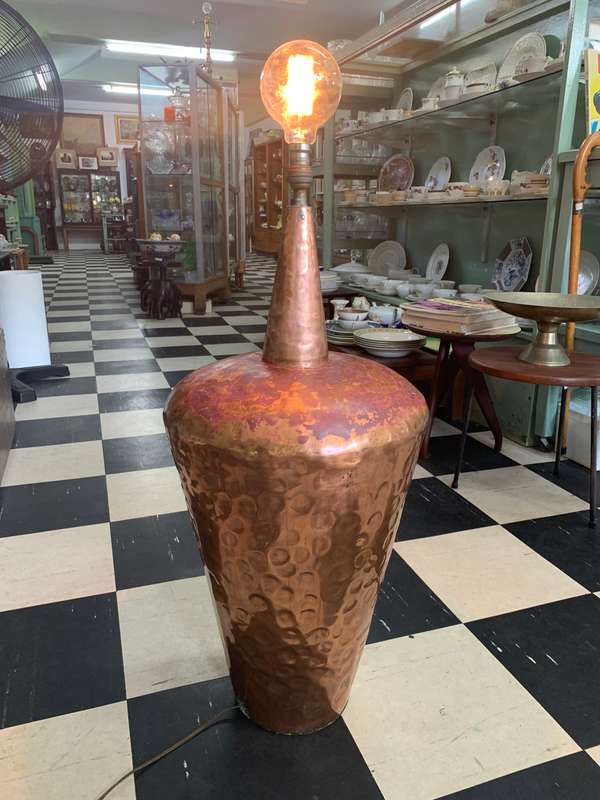 Mid Century Large Copper Lamp