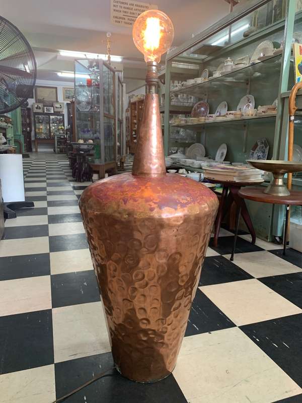 Mid Century Large Copper Lamp