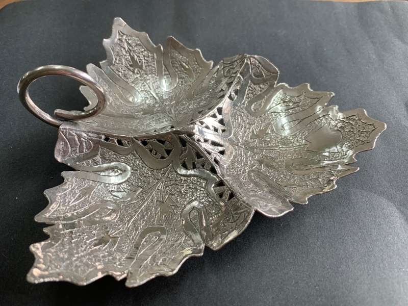 Kashmir Silver Chinar Leaf Shaped Dish