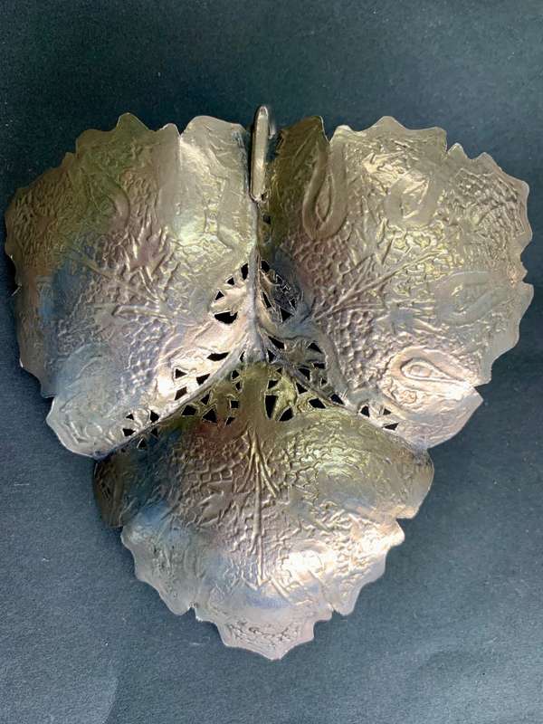 Kashmir Silver Chinar Leaf Shaped Dish
