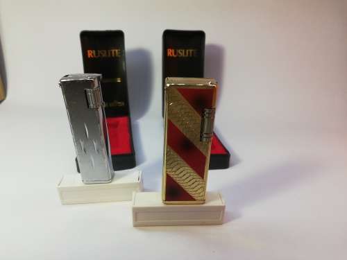 Ruslite x 2 Vintage Retro Gas Flint Lighters