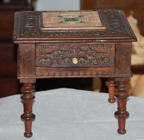 Victorian Foot stool with Drawer - Indian Origin