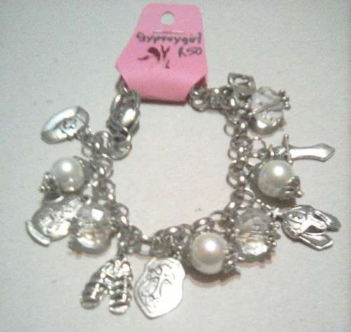 Sale...Pearl and crystal Armor of God bracelet 20cm..(pearls 10mm,crystals 12mm)