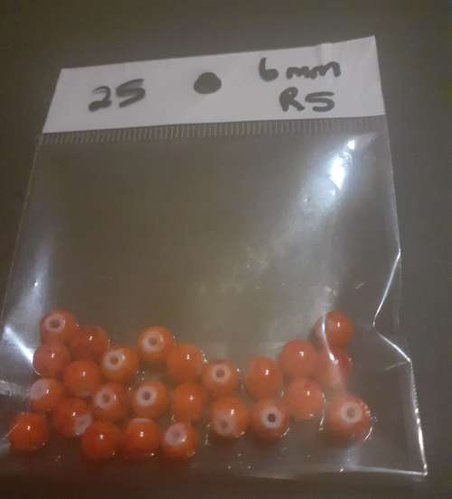 Opaque glass beads(25) 6mm...orange