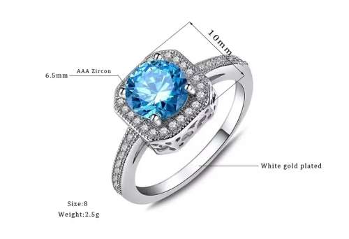 Aquamarine*s925* cz ring size 7,8..choose your size