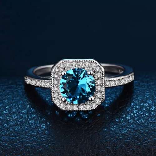Aquamarine*s925* cz ring size 7,8..choose your size