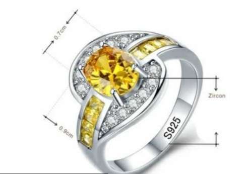 S925 citrine cz size 8