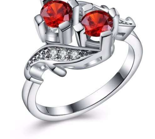 S925 cz diamond and ruby ring size 8