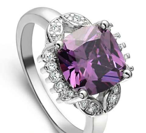 Gorgeous s925  amethyst and diamond cz ring size 8