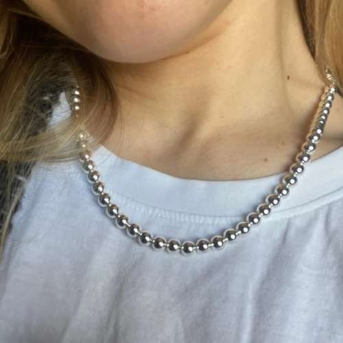 S925 silver hollow ball necklace 60cm
