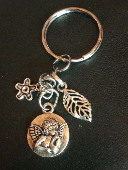 Tibet silver keyring with charms