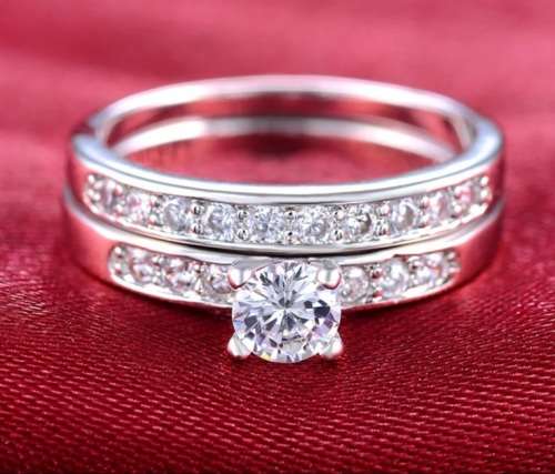 S925 wedding set cz diamond size 7