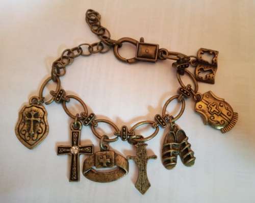 Antique bronze Armor of God bracelet with extender