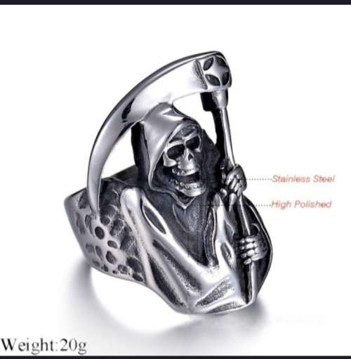 Grimreaper stainless steel bikers ring...size 8