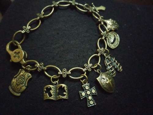 Antique bronze gold Armor of God bracelet...