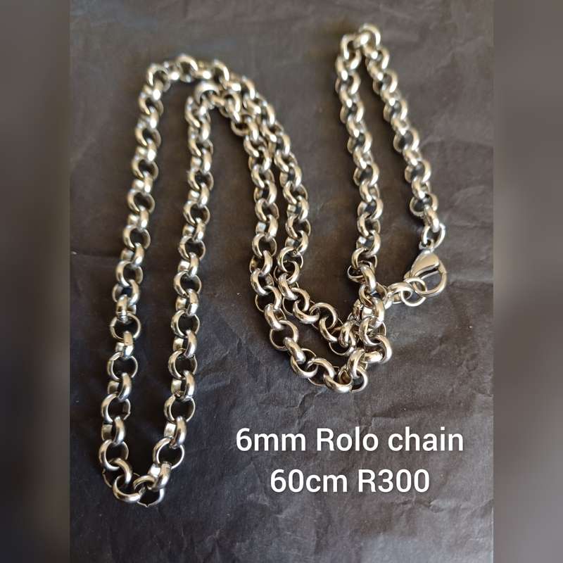 6mm Titanium Rolo Chain 60cm