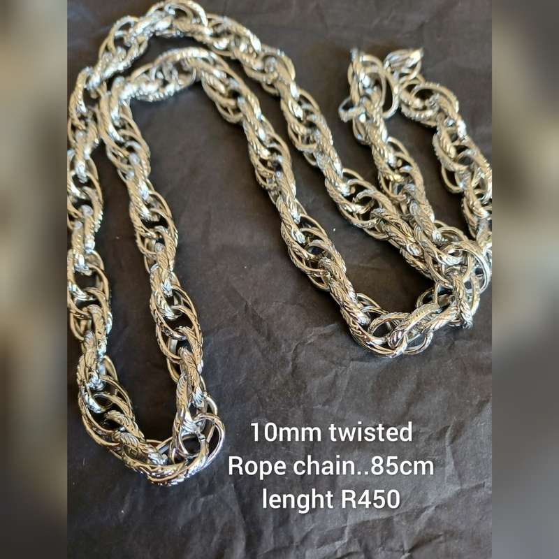 10mm titanium twisted rope chain 85cm