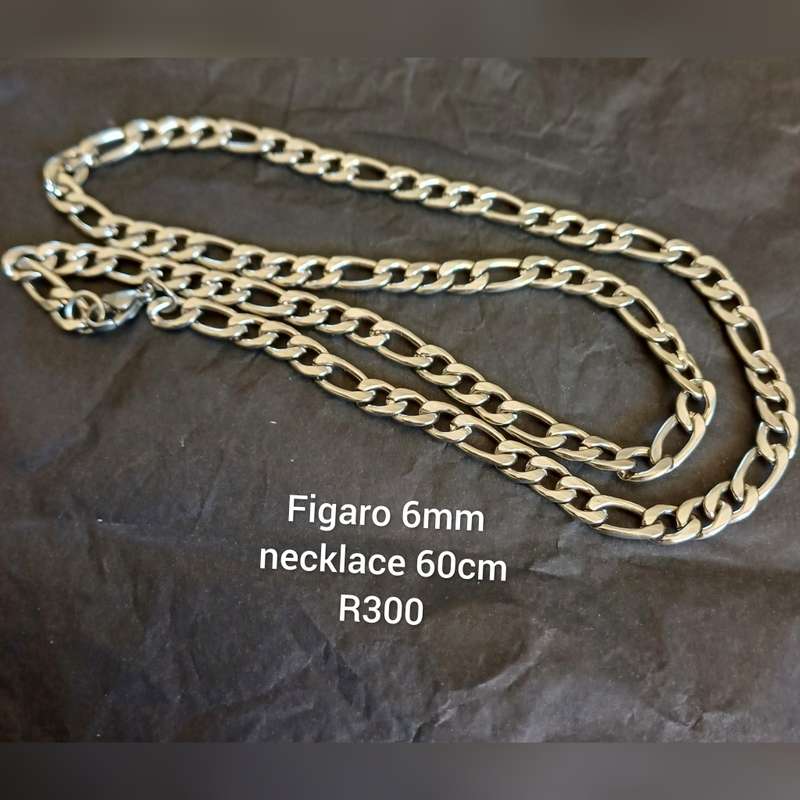 6mm figaro titanium necklace 60cm