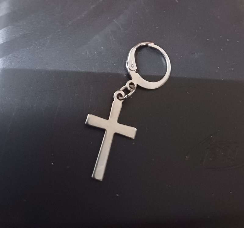 Mens titanium cross earrings