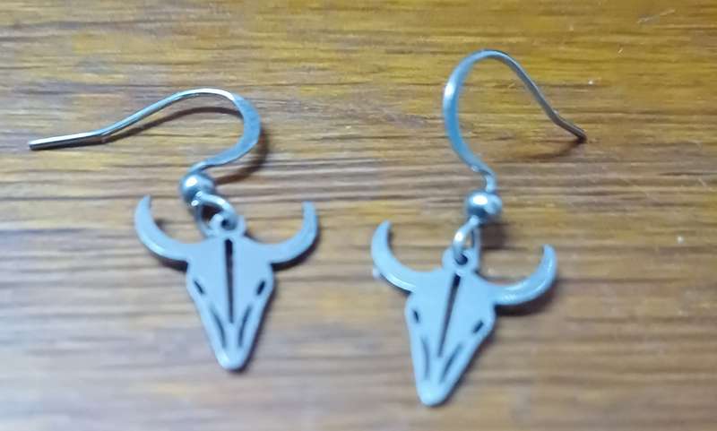 Titanium  bulls head earrings