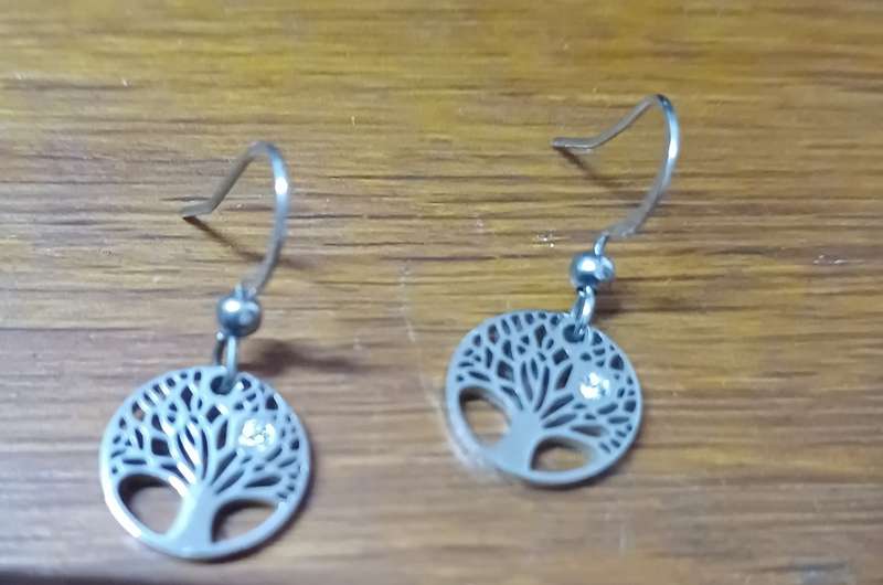 Titanium  tree of life earrings with cz