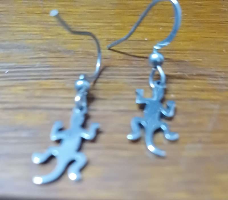 Titanium gecko earrings