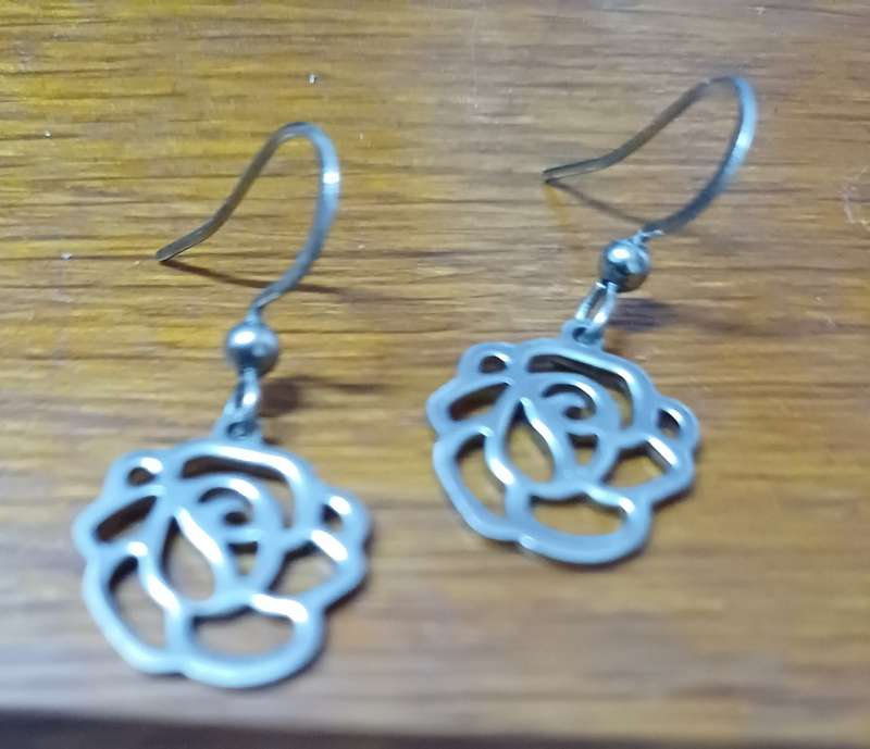 Titanium  rose earrings
