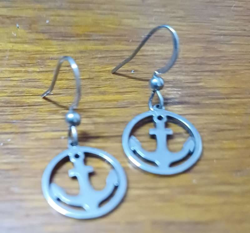 Titanium anchor earrings