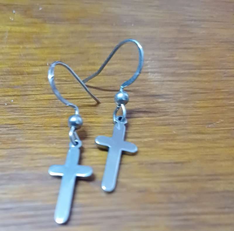 Titanium cross earrings