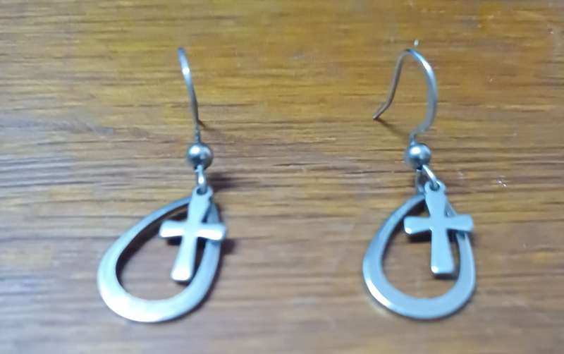 Titanium cross earrings