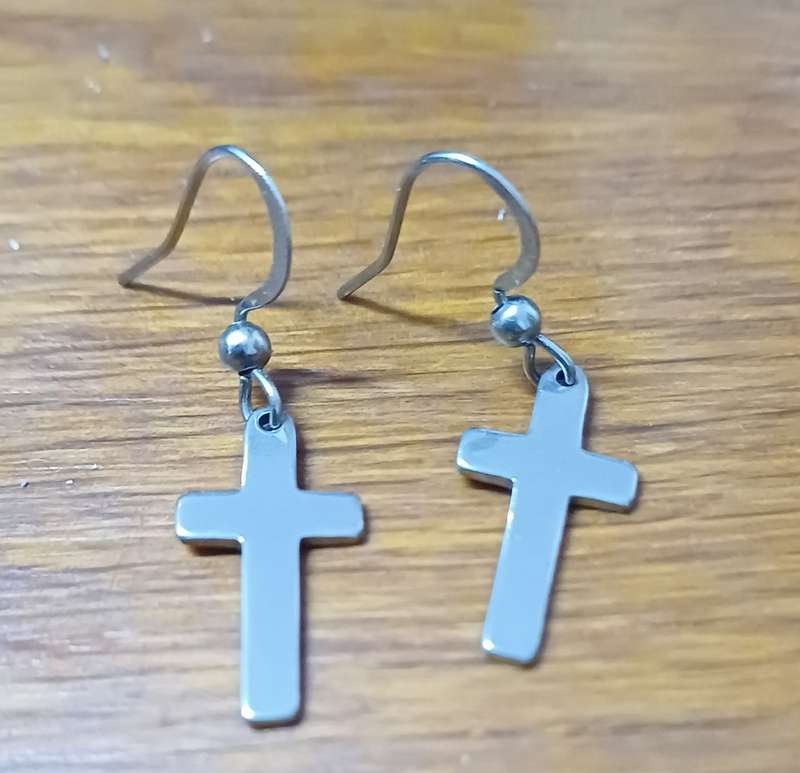 Titanium cross  earrings