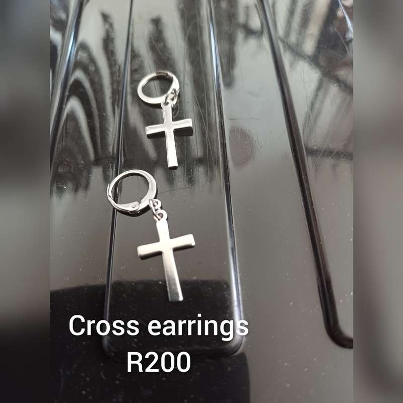 Titanium Dangle Cross Earrings Per Pair