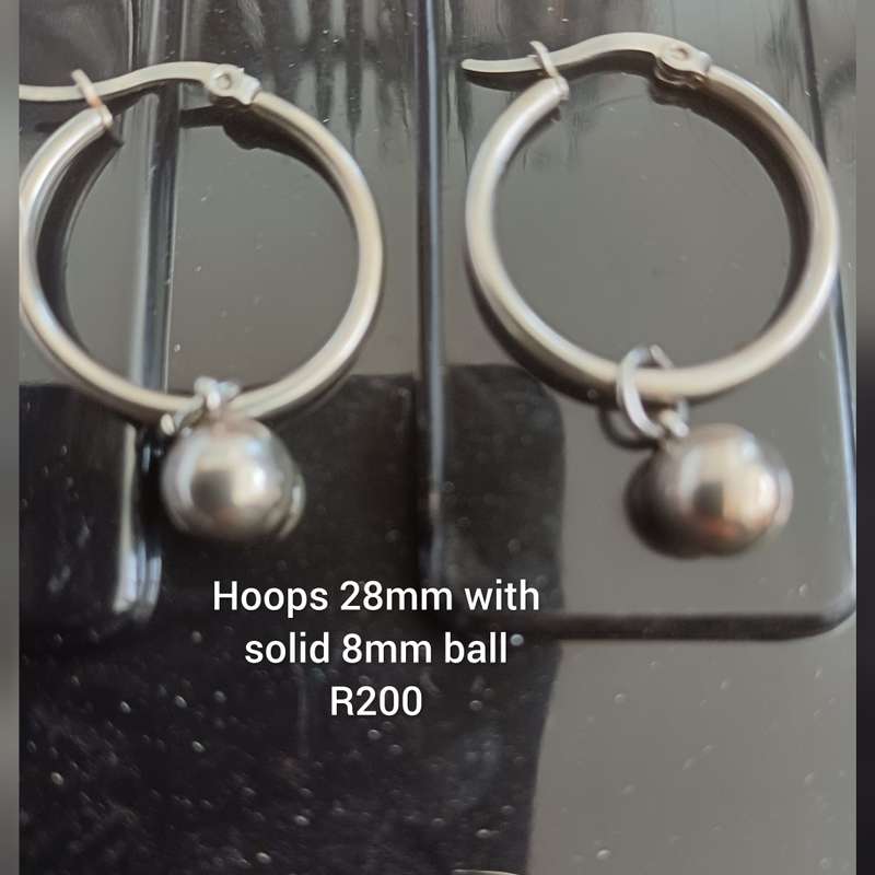 Titanium hoop earrings with 6mm solid ball..