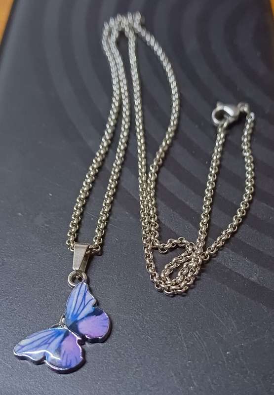 Stainless steel and enamel butterfy necklace..High quality won't fade or tarnish