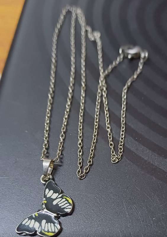 Stainless steel and enamel butterfly necklace..High quality won't fade or tarnish