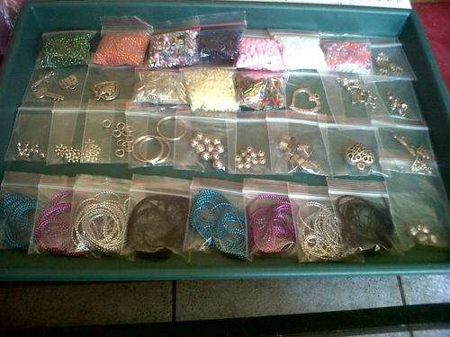 Assortment of glass seedbeads,cords,findings,charms etc(35pkts)