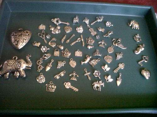 Silver Nickle charms(50),5@metalized charms and 2@Large metalized pendants