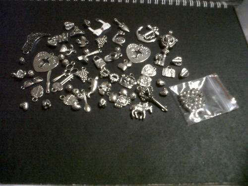 !!  Silver Nickle charms and pendants plus metal beads