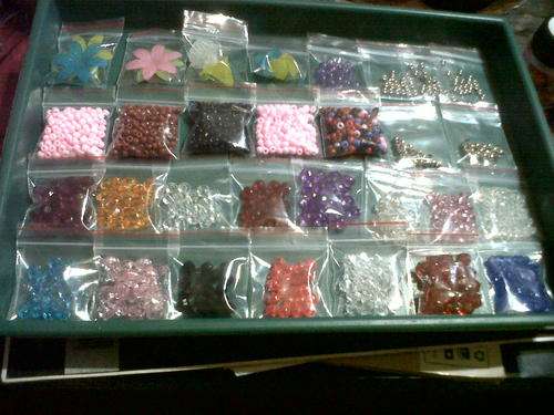 Assortment of acrylic beads,seedbeads,flowers,metal beads and metalized