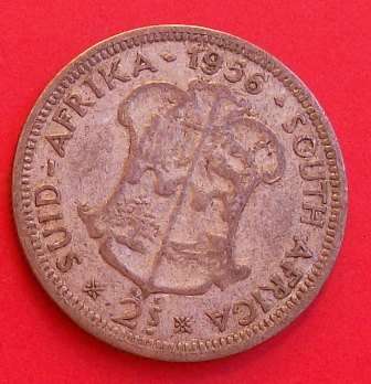 1956 Union of South Africa -  2 Shilling - 50% silver. Please judge coin by photo's..