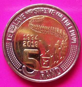 9 X R5.00 coins - See description and photo's.