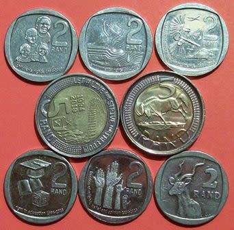 2019 x 2 R5.00 and 6 x R2.00 coins - See description and photo`s.
