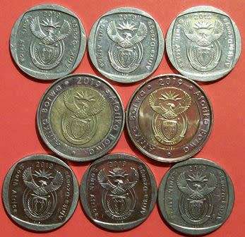2019 x 2 R5.00 and 6 x R2.00 coins - See description and photo`s.