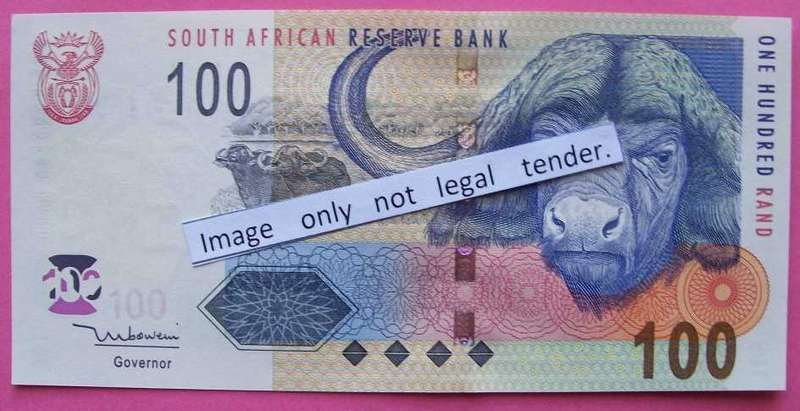 JJ MBOWENI : 2 X R100.00: Bank notes - Serial No's. - HG4777140D - ----41D- See Photo's/description.