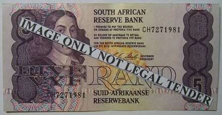 SA R5.00 note  CL Stals 1st issue - Serial No.CH7271981.- see photo's.