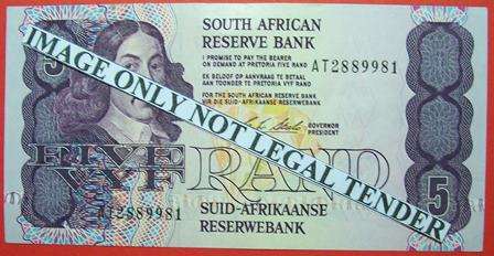 CL Stals - R5.00 notes. Serial no.AT2889981 1st issue.  See comments below.